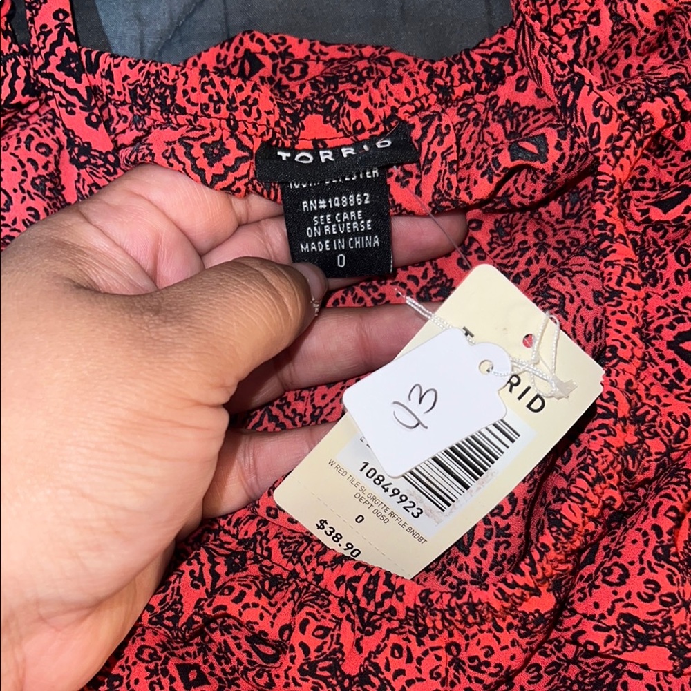 Torrid Red and Black Smocked Camisole Sleeveless Top - Picture 3 of 7